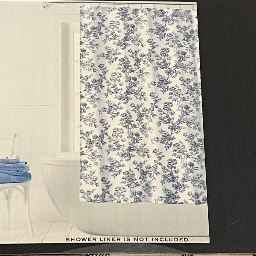 Ralph Lauren Shower Curtain Floral 70”x72” white blue new
